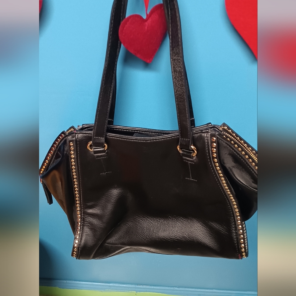 Elegant Black Studded Handbag